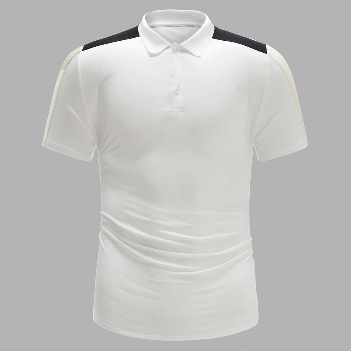 

Guys Contrast Panel Polo Shirt, White