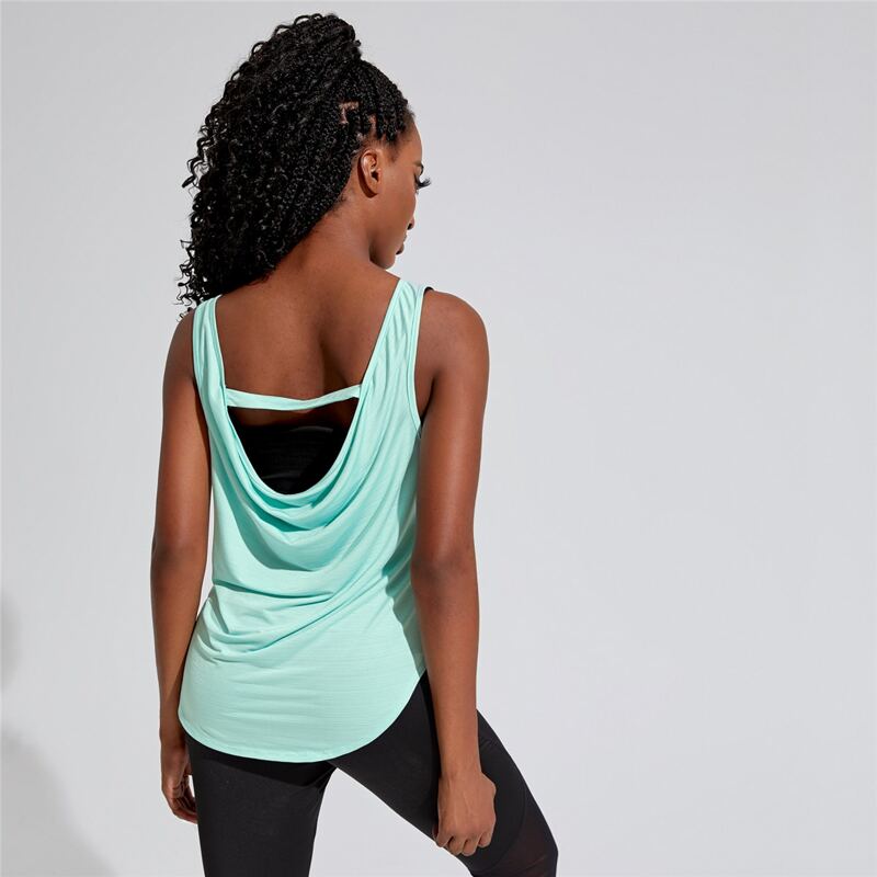 

Cut Out Back Draped Sports Tee, Mint green
