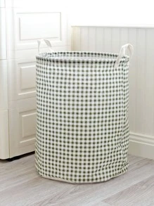 Gingham Pattern Storage Basket - Green - View 3