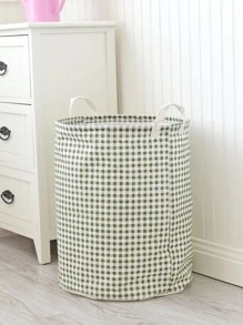 Gingham Pattern Storage Basket - Green - View 4