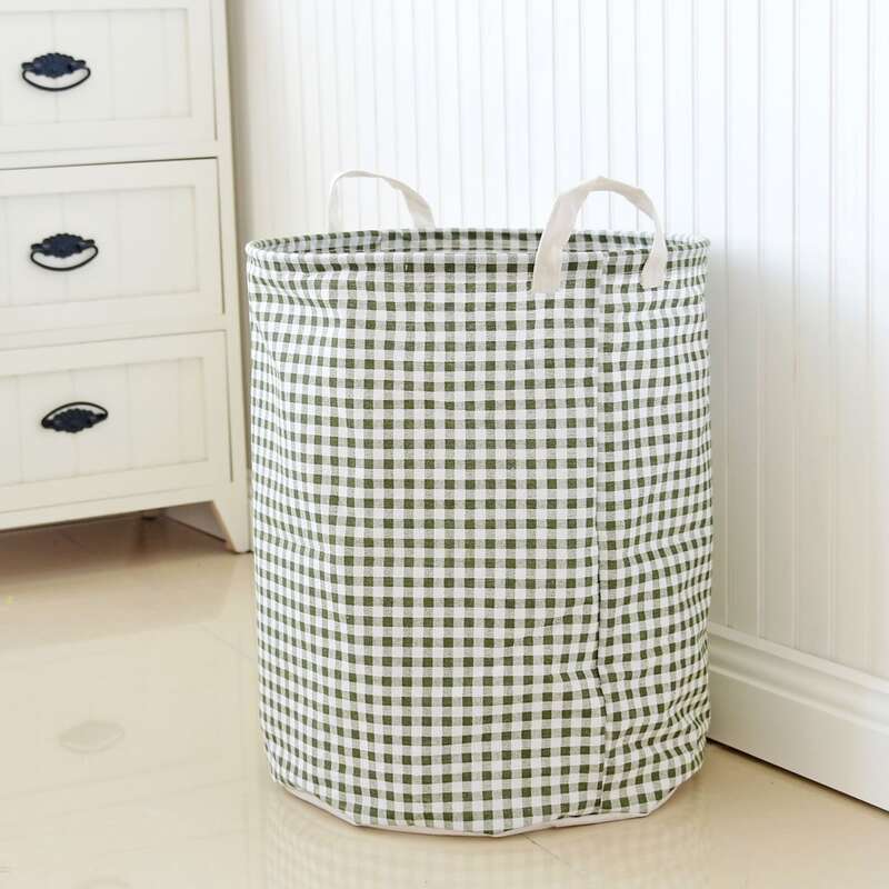 

Gingham Pattern Storage Basket, Green