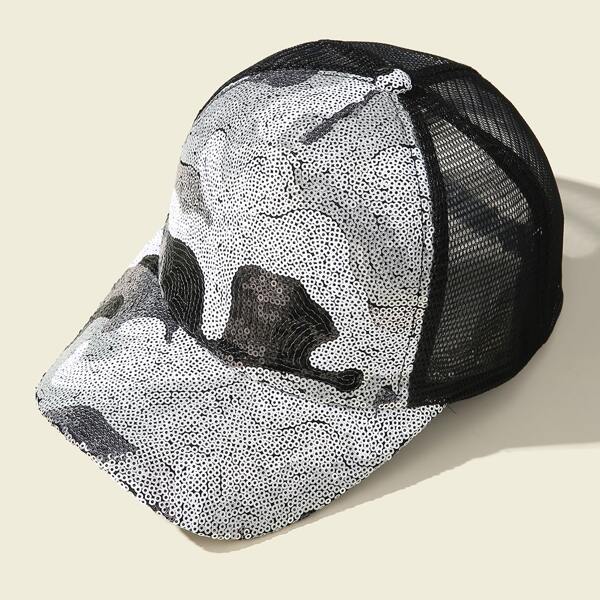 

Sequin Detail Mesh Baseball Cap, Multicolor