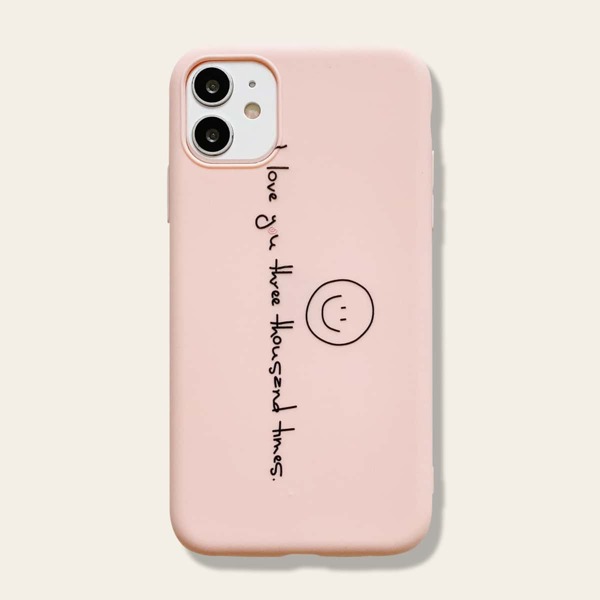 

1шт чехол для iPhone с текстовым принтом, Розовые