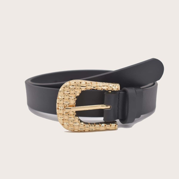 

Metal Buckle PU Belt, Black