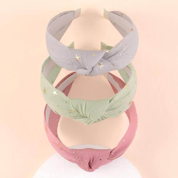 

3pcs Star Decor Hair Hoop, Multicolor