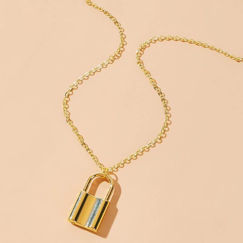 

Lock Pendant Necklace, Gold