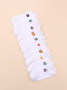 10pairs Cartoon Graphic Socks - White - View 1