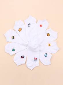 10pairs Cartoon Graphic Socks - White - View 2