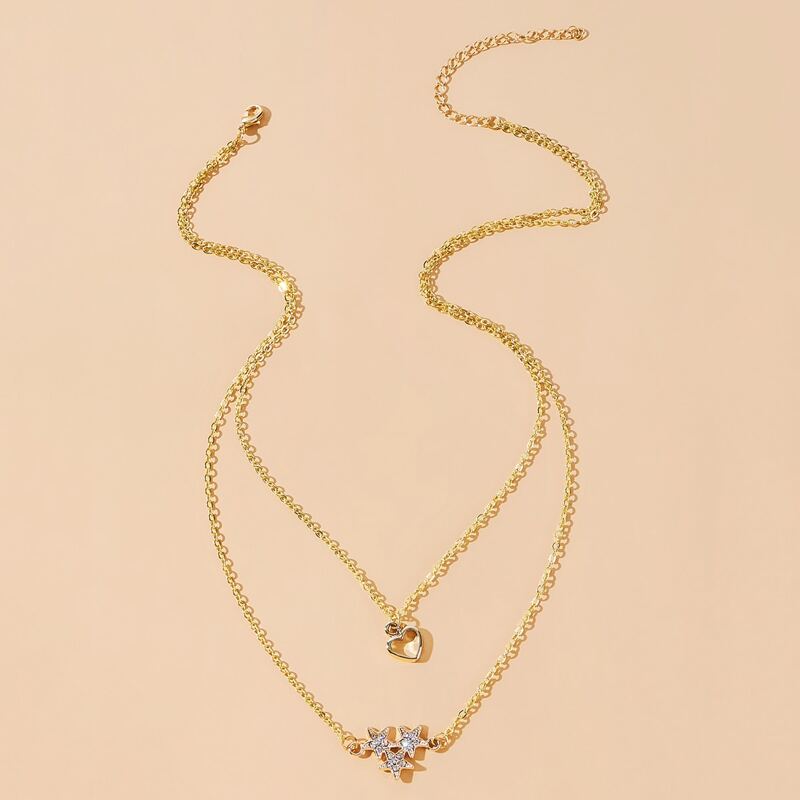 

Heart & Star Layered Necklace, Gold