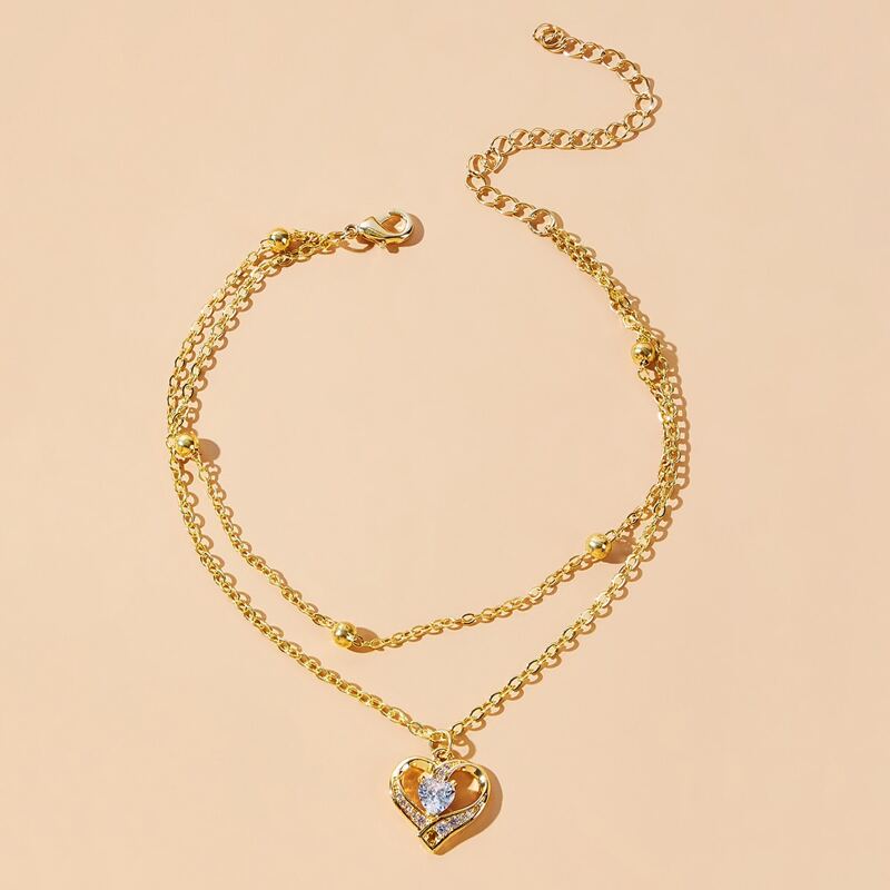 

Heart Chain Anklet, Gold