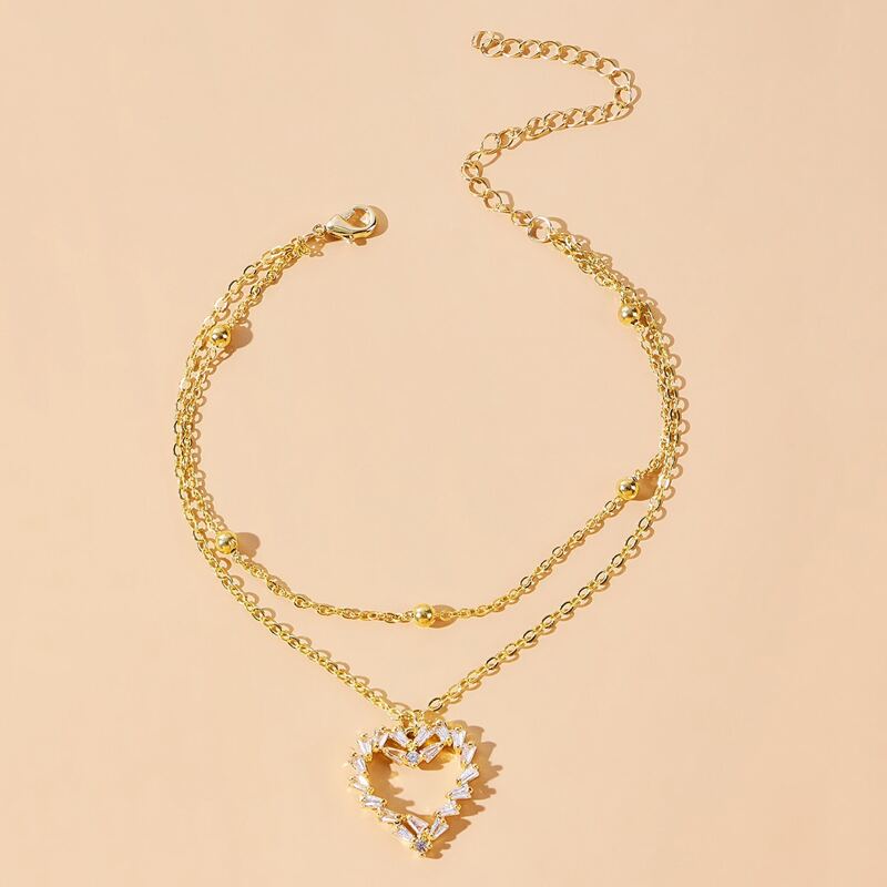 

Heart Chain Anklet, Gold