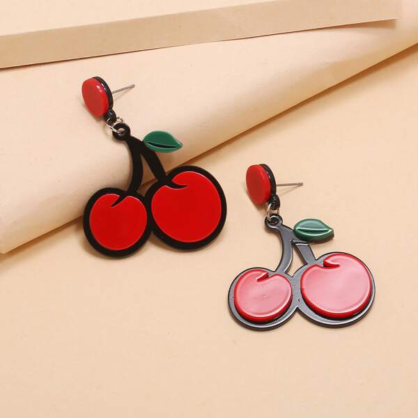 

Cherry Drop Earrings, Red