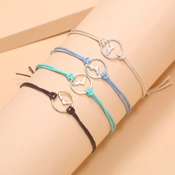 

4pcs Ring Decor String Bracelet, Multicolor