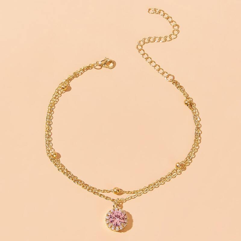 

Rhinestone Chain Anklet, Gold