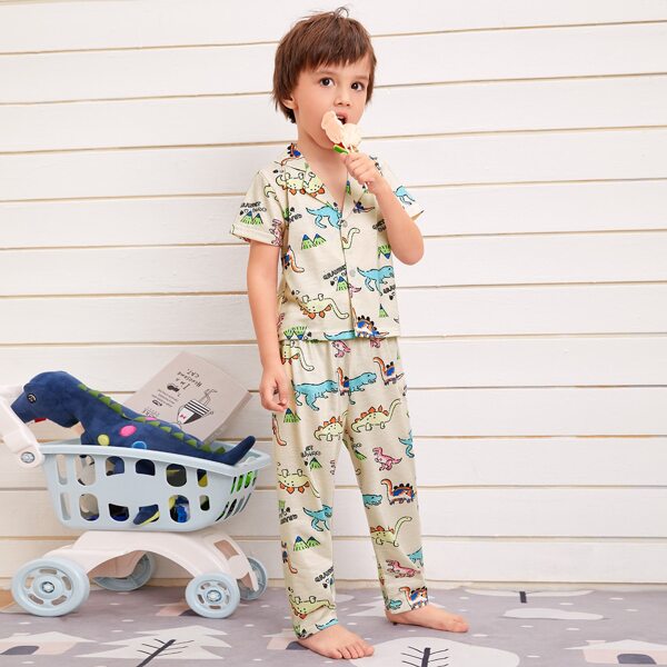 

Toddler Boys Allover Cartoon Graphic PJ Set, Apricot