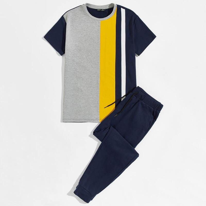 

Guys Cut And Sew Top & Sweatpants Set, Multicolor