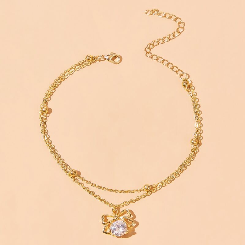 

Rhinestone Chain Anklet, Gold