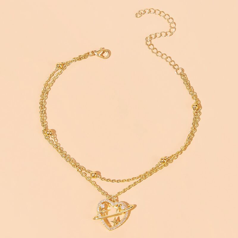

Heart Chain Anklet, Gold