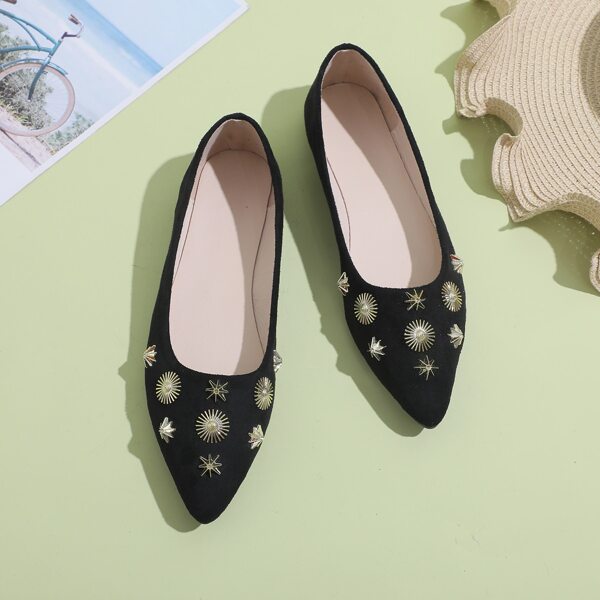 

Metal Decor Slip On Flats, Black