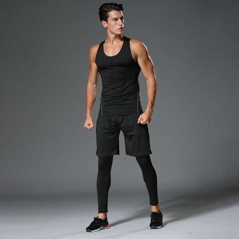 

Men Topstitching Sports Tank Top, Black