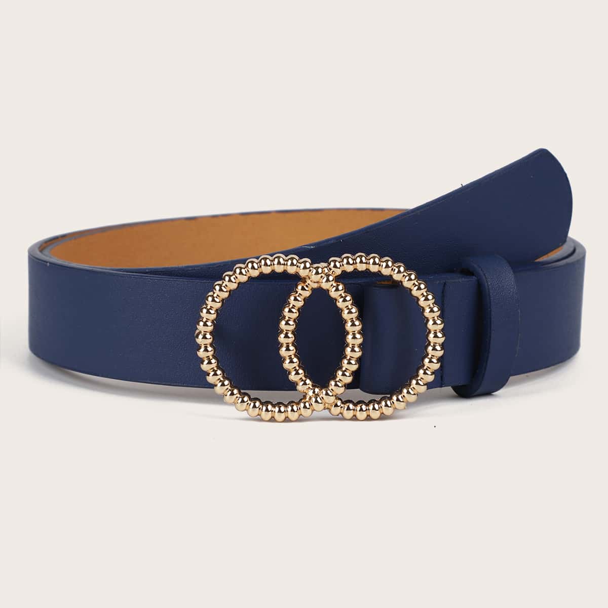 

Double Ring Decor Belt, Navy blue
