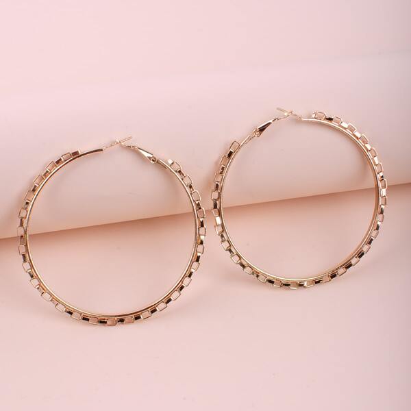 

Metal Hollow Hoop Earrings, Gold