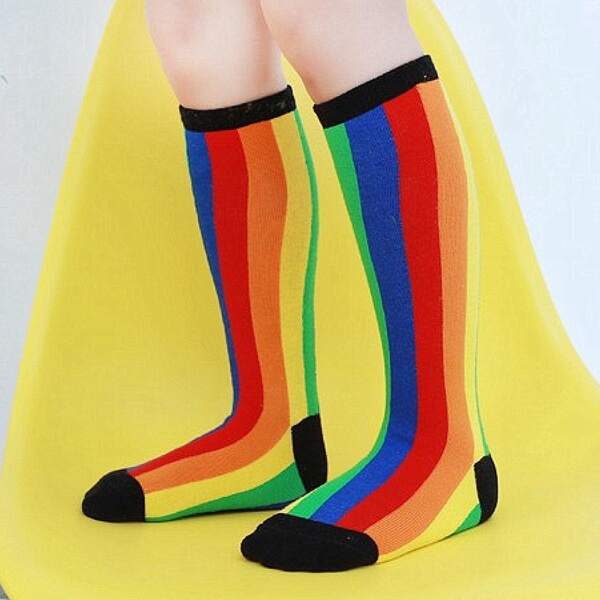 

Toddler Kids Rainbow Stripe Pattern Socks, Multicolor