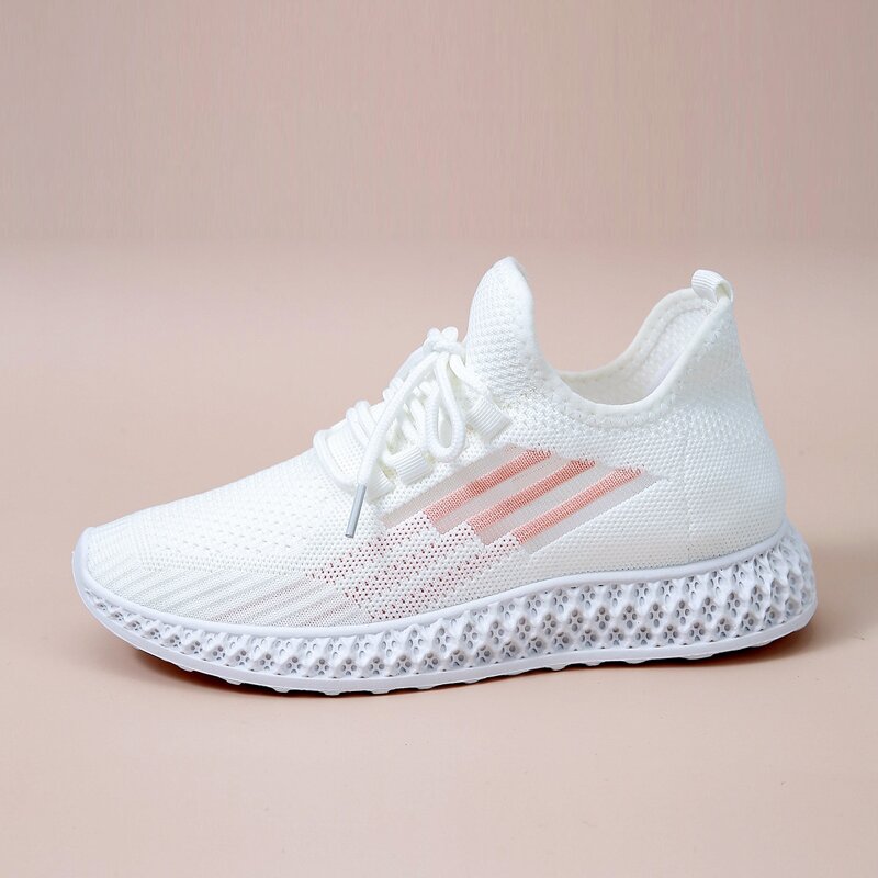 

Lace-up Decor Knit Sneakers, White
