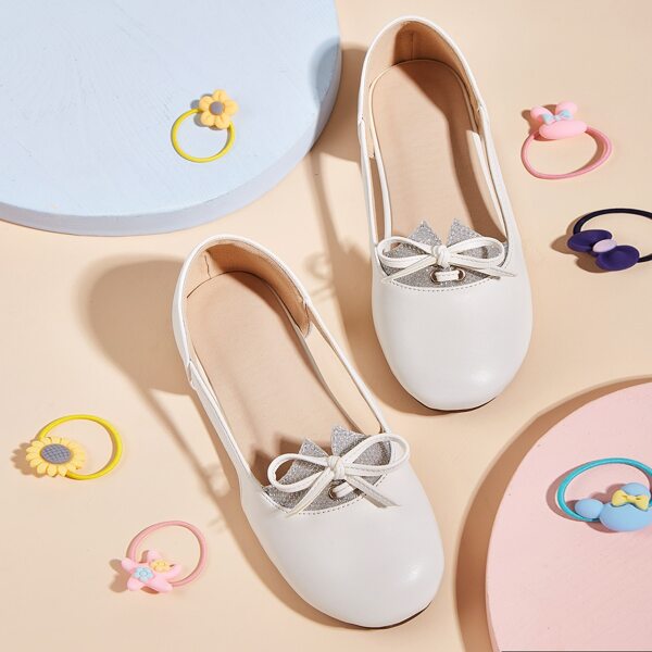 

Toddler Girls Bow Decor Cut-out Flats, White