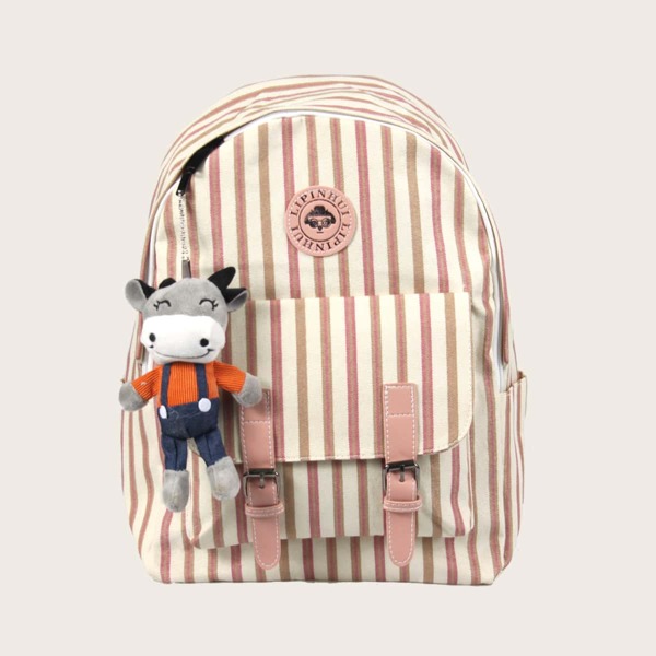

Striped Graphic Large Capacity Backpack, Multicolor