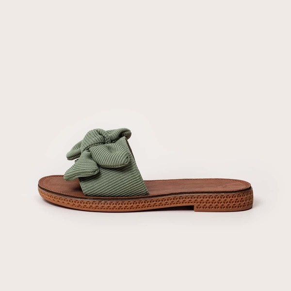 

Bow Decor Slide Sandals, Green