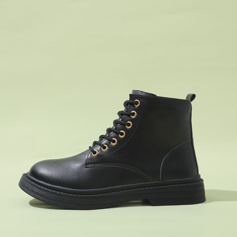 

Minimalist Lace-up Front Ankle Boots, Black