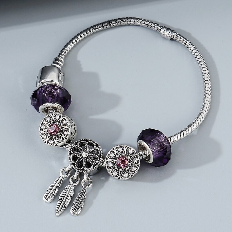 

Rhinestone Bead Decor Bracelet, Silver