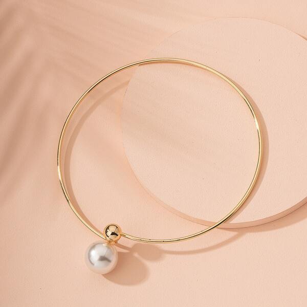 

Faux Pearl Decor Choker, Gold