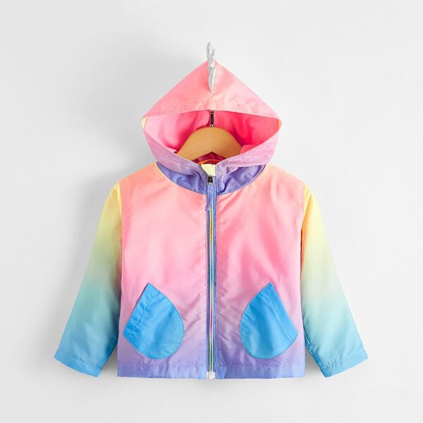 

Toddler Girls Random Ombre 3D Patched Zip Up Windbreaker Jacket, Multicolor