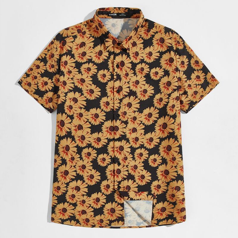 

Guys Allover Sunflower Print Shirt, Multicolor
