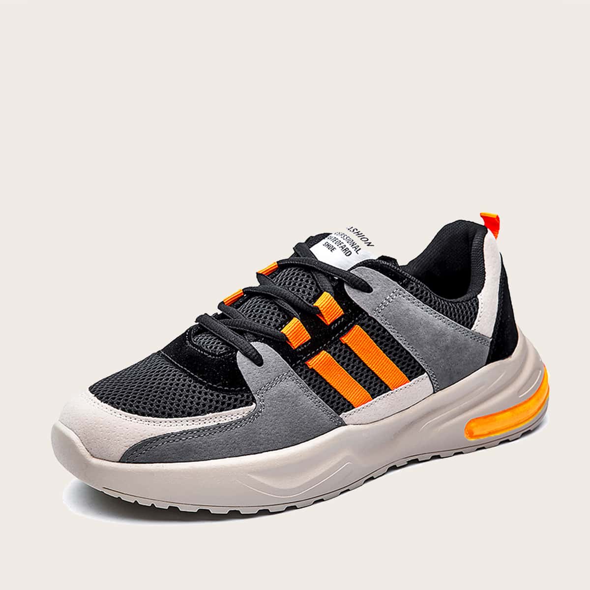 

Guys Lace-up Front Mesh Panel Sneakers, Black