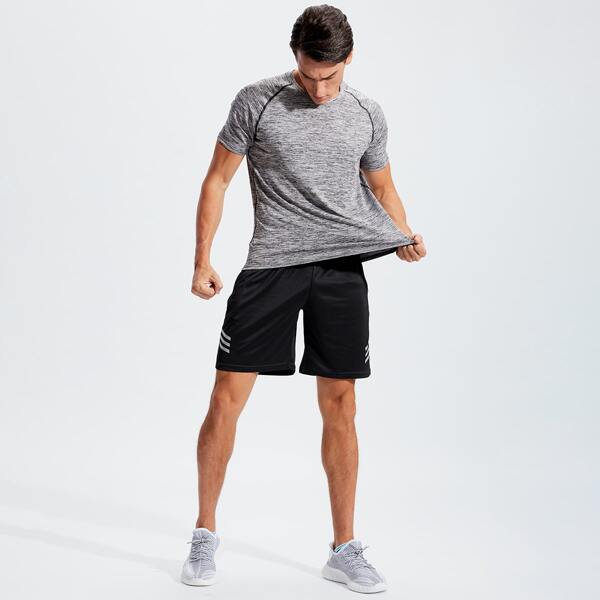 

Men Contrast Stitching Space Dye Sports Tee, Grey