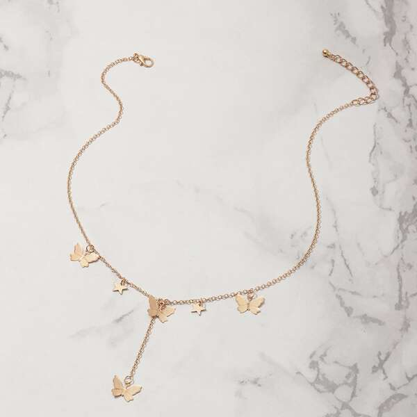

Butterfly Charm Y Lariat Necklace, Gold