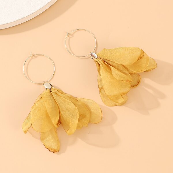 

Fabric Flower Drop Earrings, Yellow