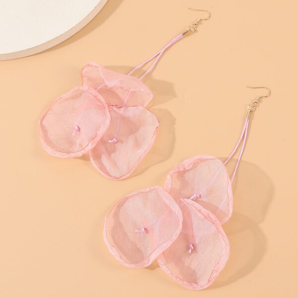 

Fabric Flower Drop Earrings, Pink