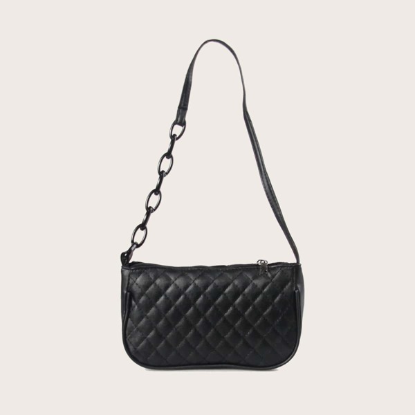 

Quilted Baguette Bag, Black