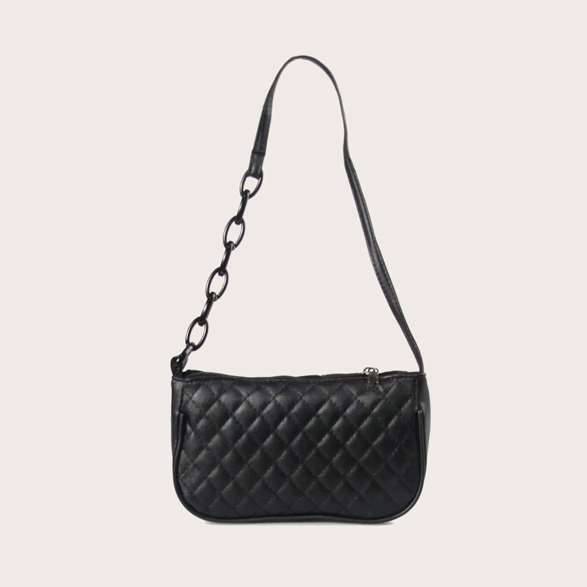 

Quilted Baguette Bag, Black