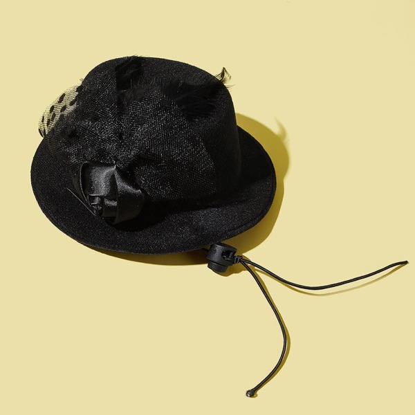 

1pc Dog Solid Top Hat, Black