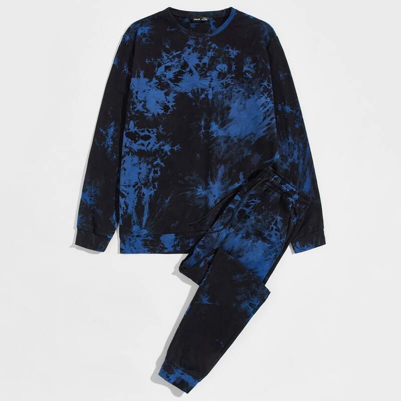 

Guys Tie Dye Pullover & Drawstring Waist Sweatpants Set, Multicolor