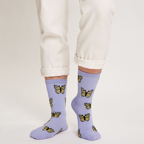 

Butterfly Pattern Socks, Multicolor