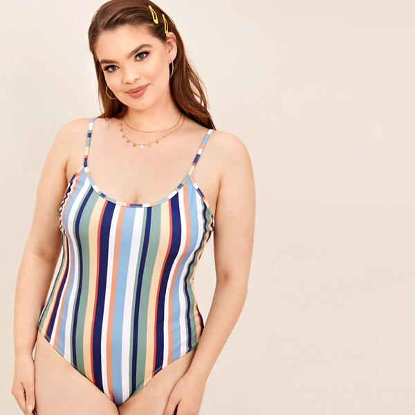 

Plus Striped Cami Bodysuit, Multicolor