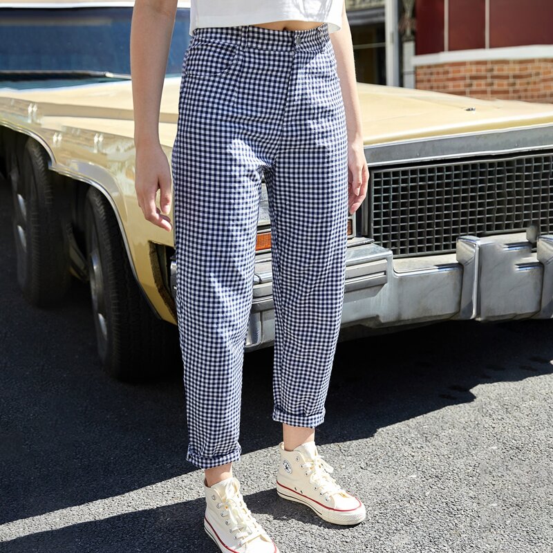 

Plaid Tapered Leg Pants, Multicolor