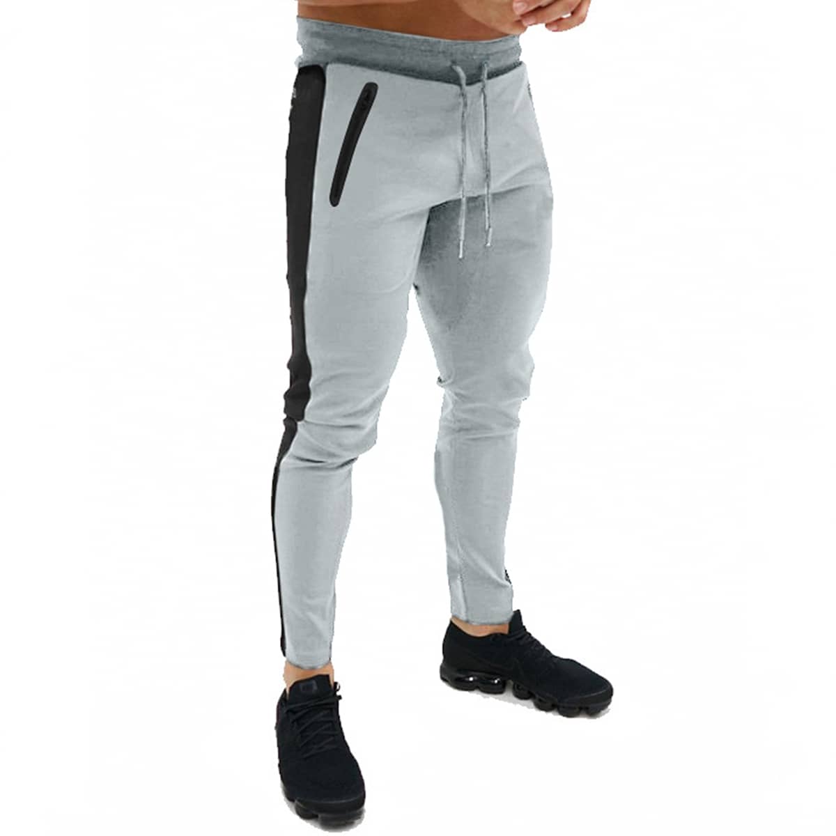 

Guys Side Panel Drawstring Waist Sweatpants, Light grey