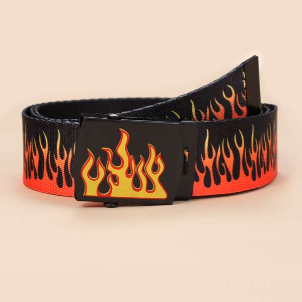 

Men Fire Pattern Belt, Multicolor